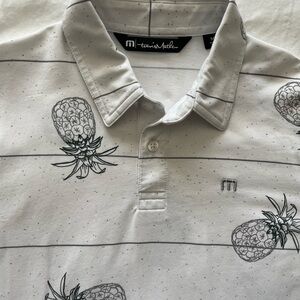 Travis Mathew boys white polo with pineapples size medium
